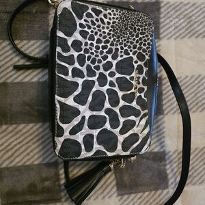 Michael Kors Black and White Patterned Crossbody Bag